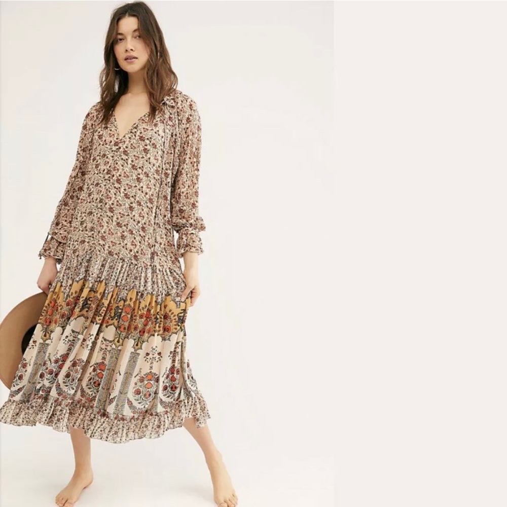 Free People Feeling Groovy Border Long Maxi Dress